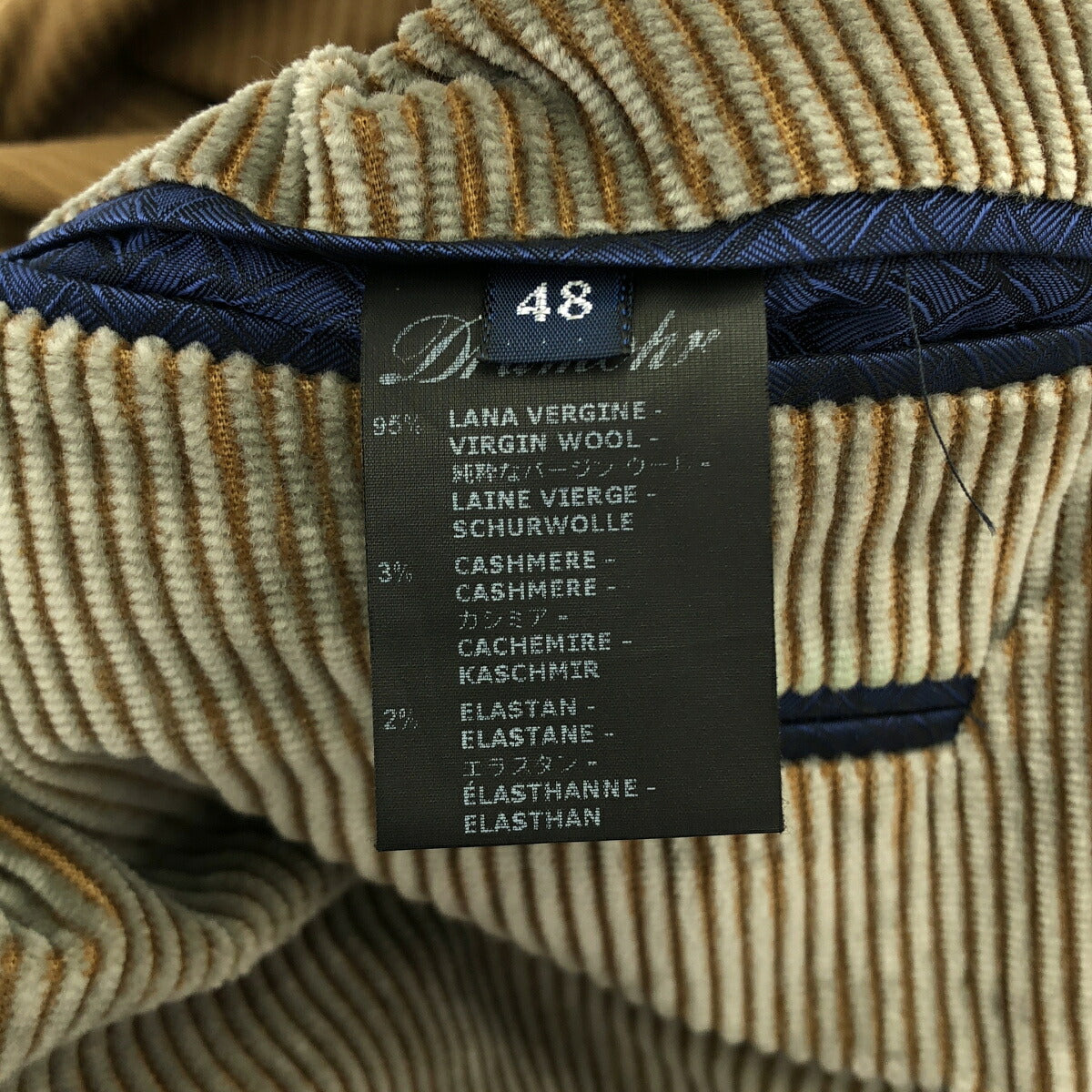 Drumohr Brown Thick Wale Corduroy 3B Lapel Jacket Size 48