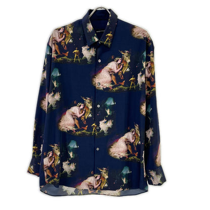 LAD MUSICIAN FW22 Navy Western Painting Big Shirt Size 42