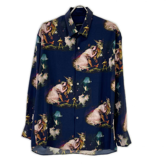 LAD MUSICIAN FW22 Navy Western Painting Big Shirt Size 42