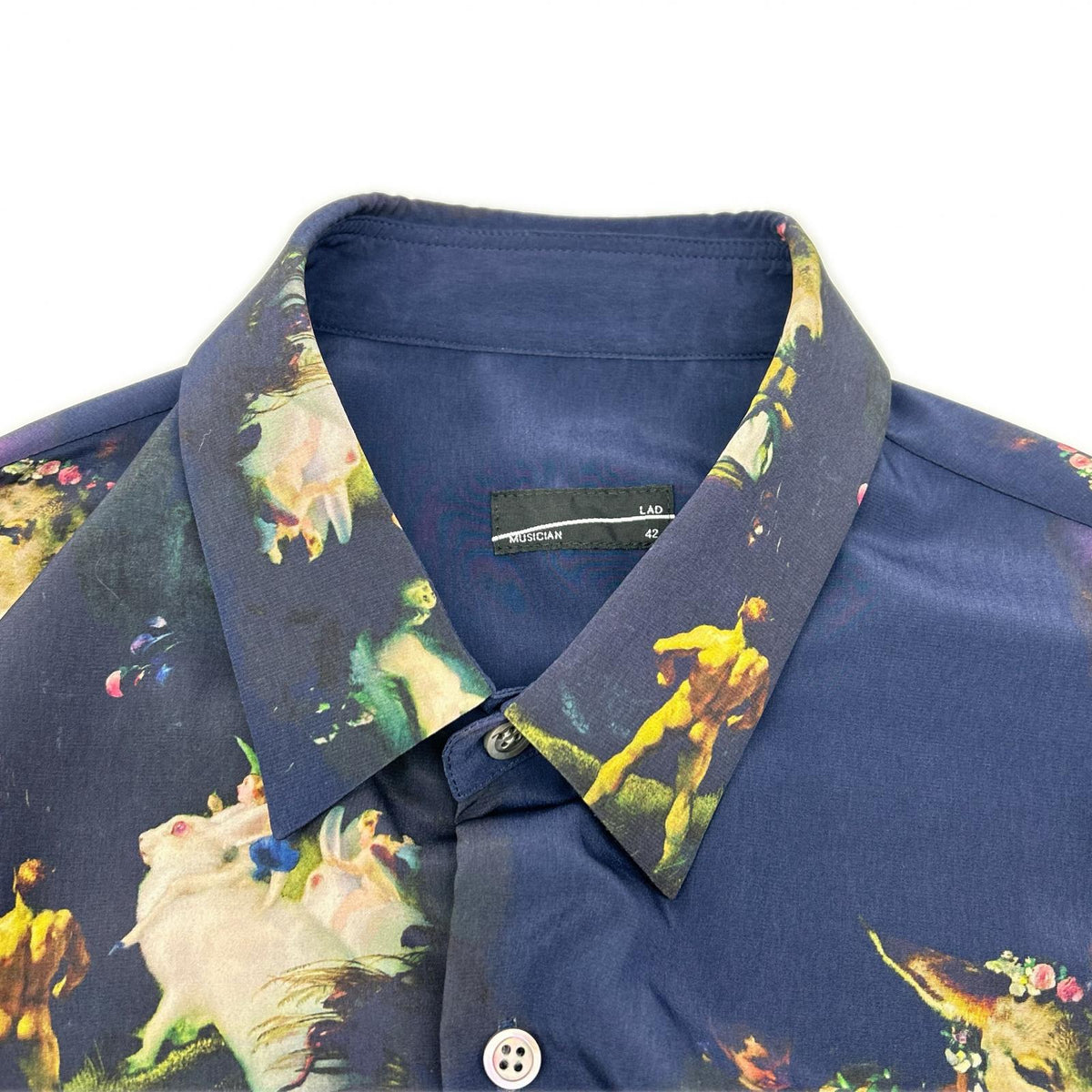 LAD MUSICIAN FW22 Navy Western Painting Big Shirt Size 42