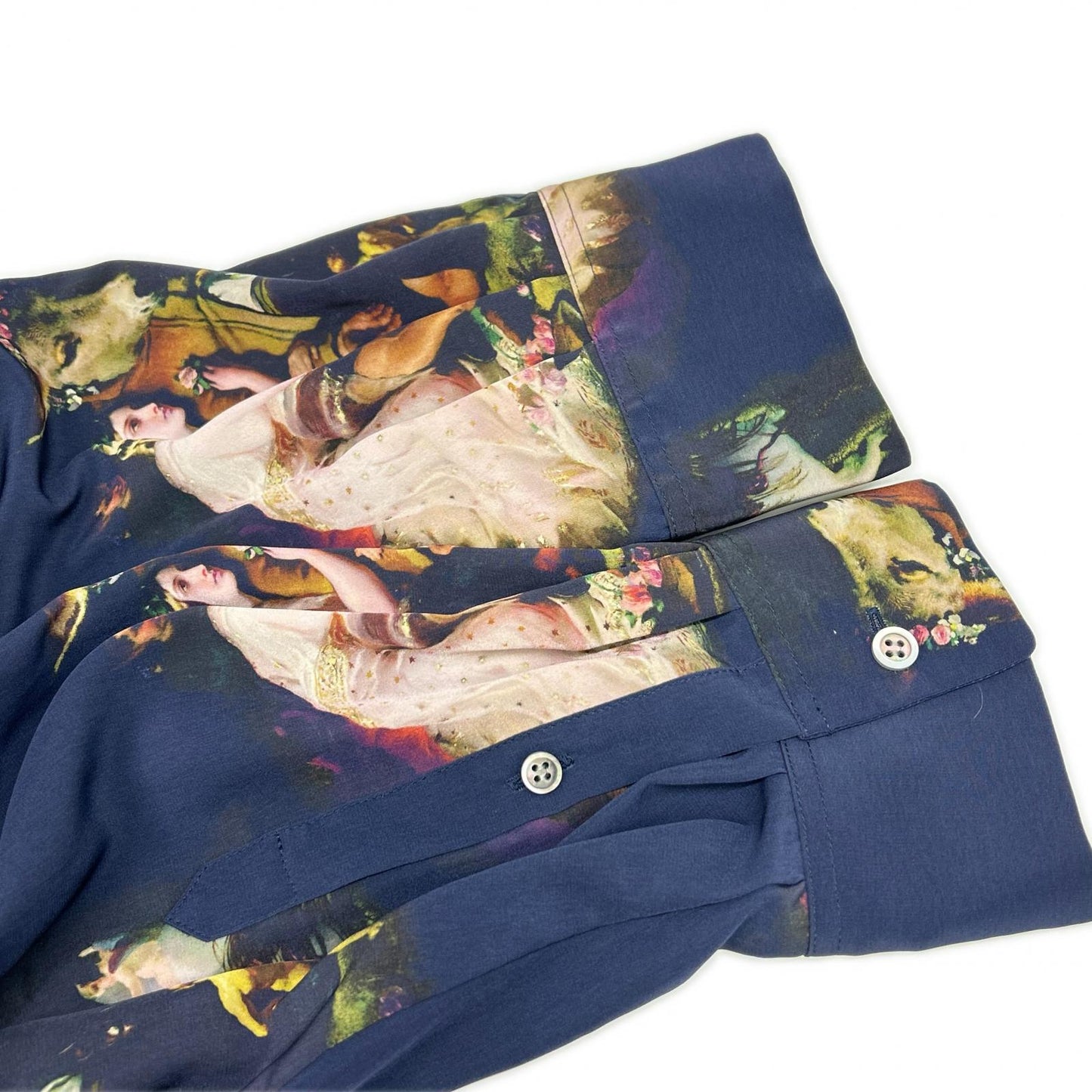 LAD MUSICIAN FW22 Navy Western Painting Big Shirt Size 42