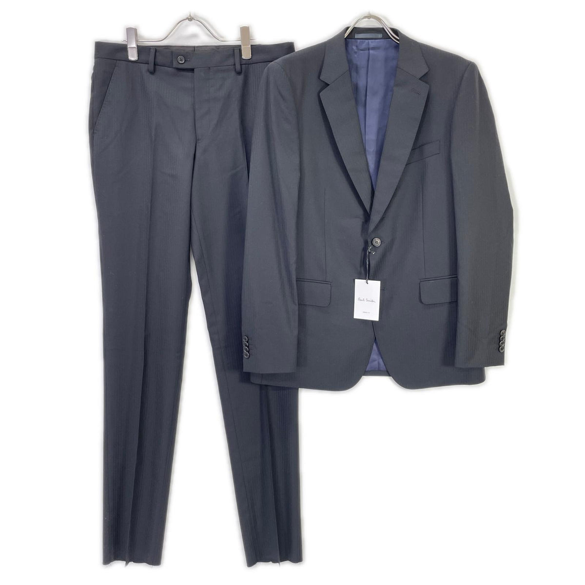 PaulSmith Black Herringbone 2-Button Suit Size XL