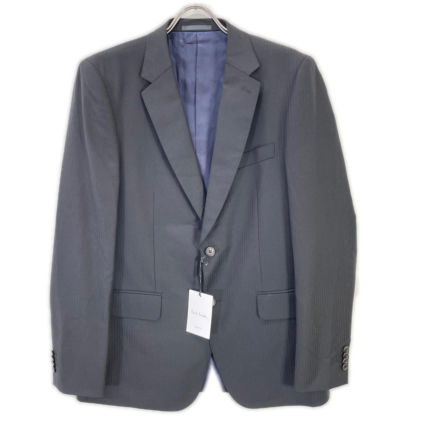 PaulSmith Black Herringbone 2-Button Suit Size XL