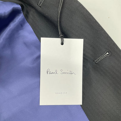 PaulSmith Black Herringbone 2-Button Suit Size XL
