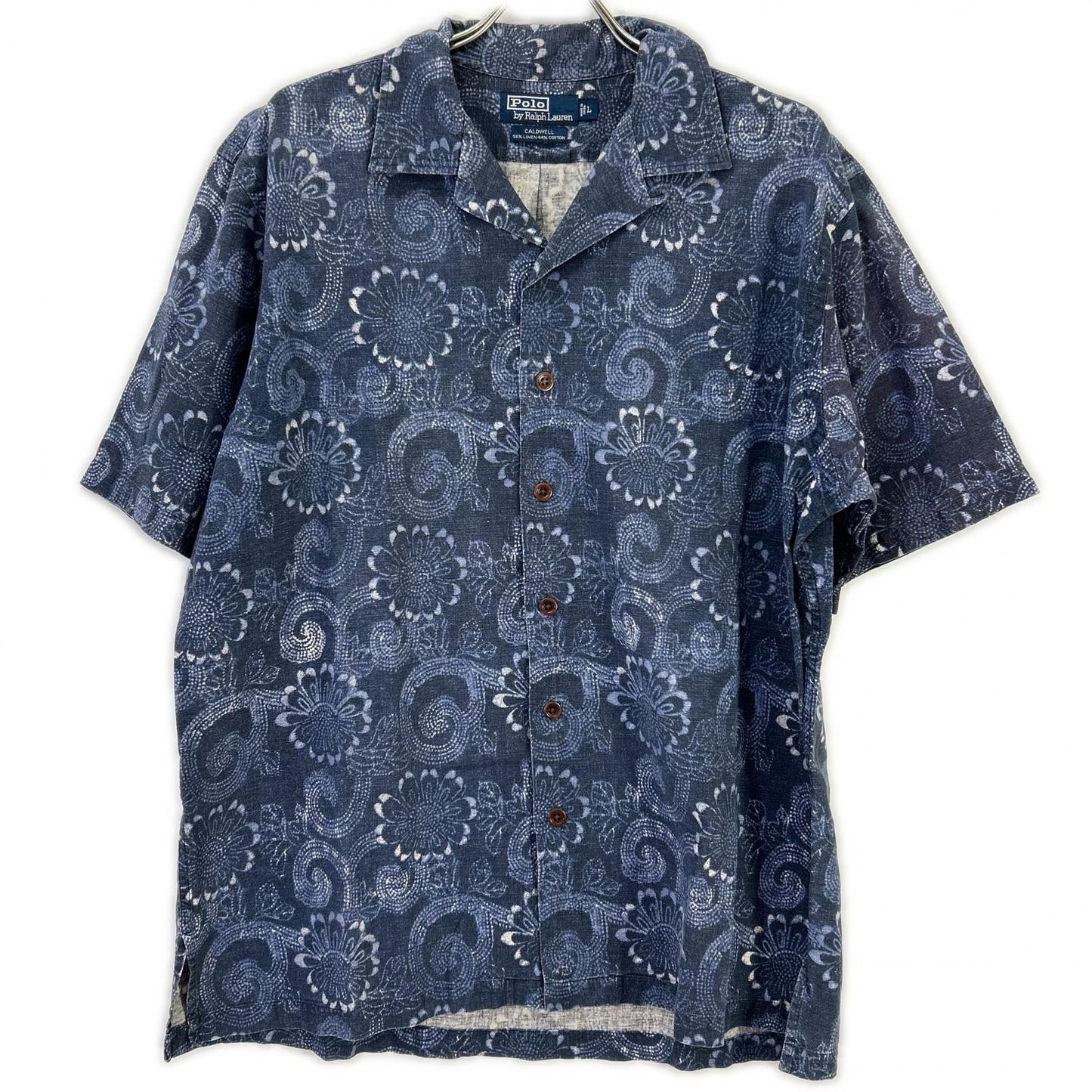 POLObyRalphLauren Blue Linen Cotton Sunflower Shirt Polo Size L