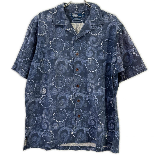 POLObyRalphLauren Blue Linen Cotton Sunflower Shirt Polo Size L