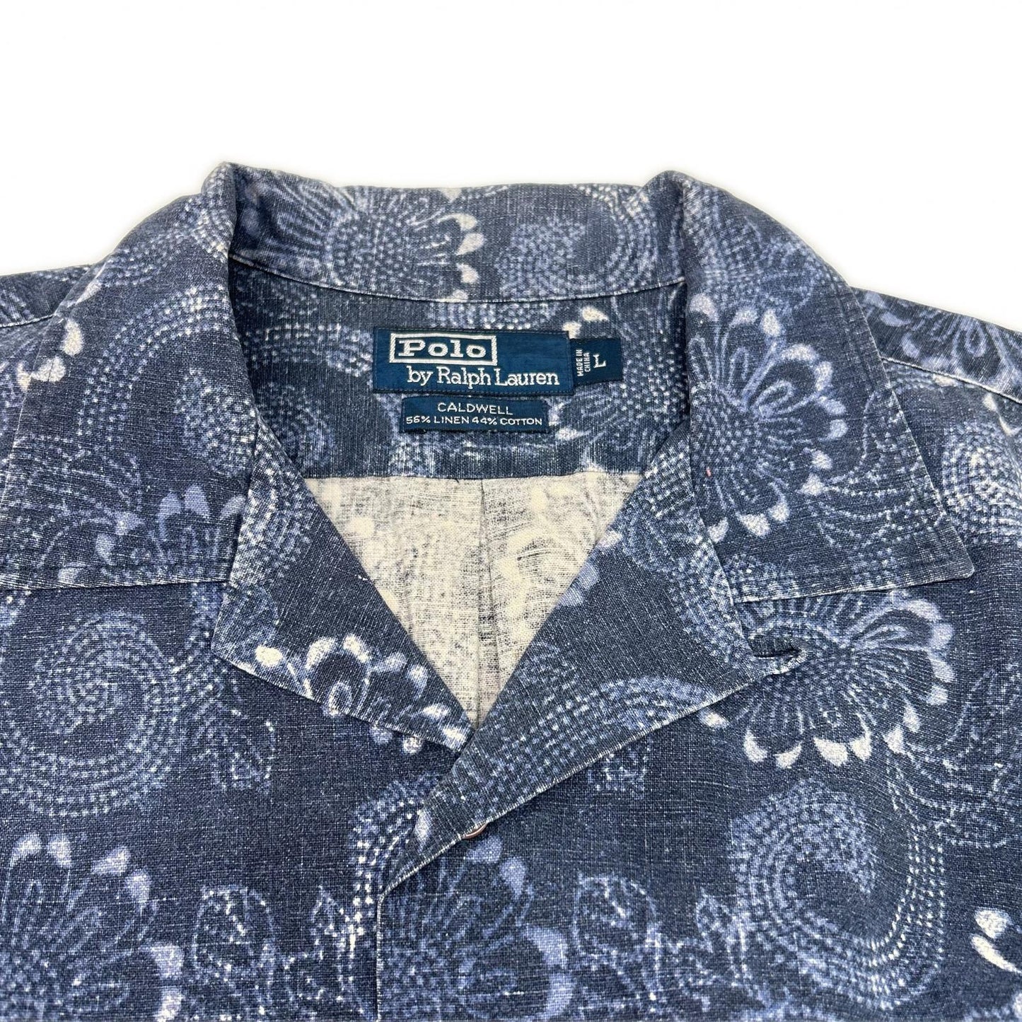 POLObyRalphLauren Blue Linen Cotton Sunflower Shirt Polo Size L