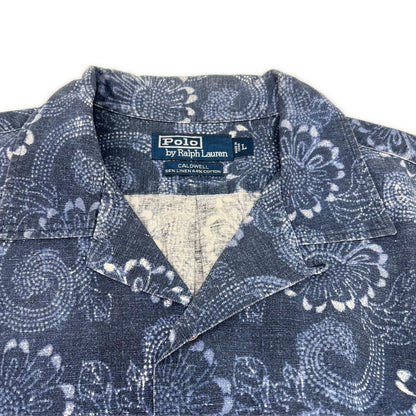 POLObyRalphLauren Blue Linen Cotton Sunflower Shirt Polo Size L