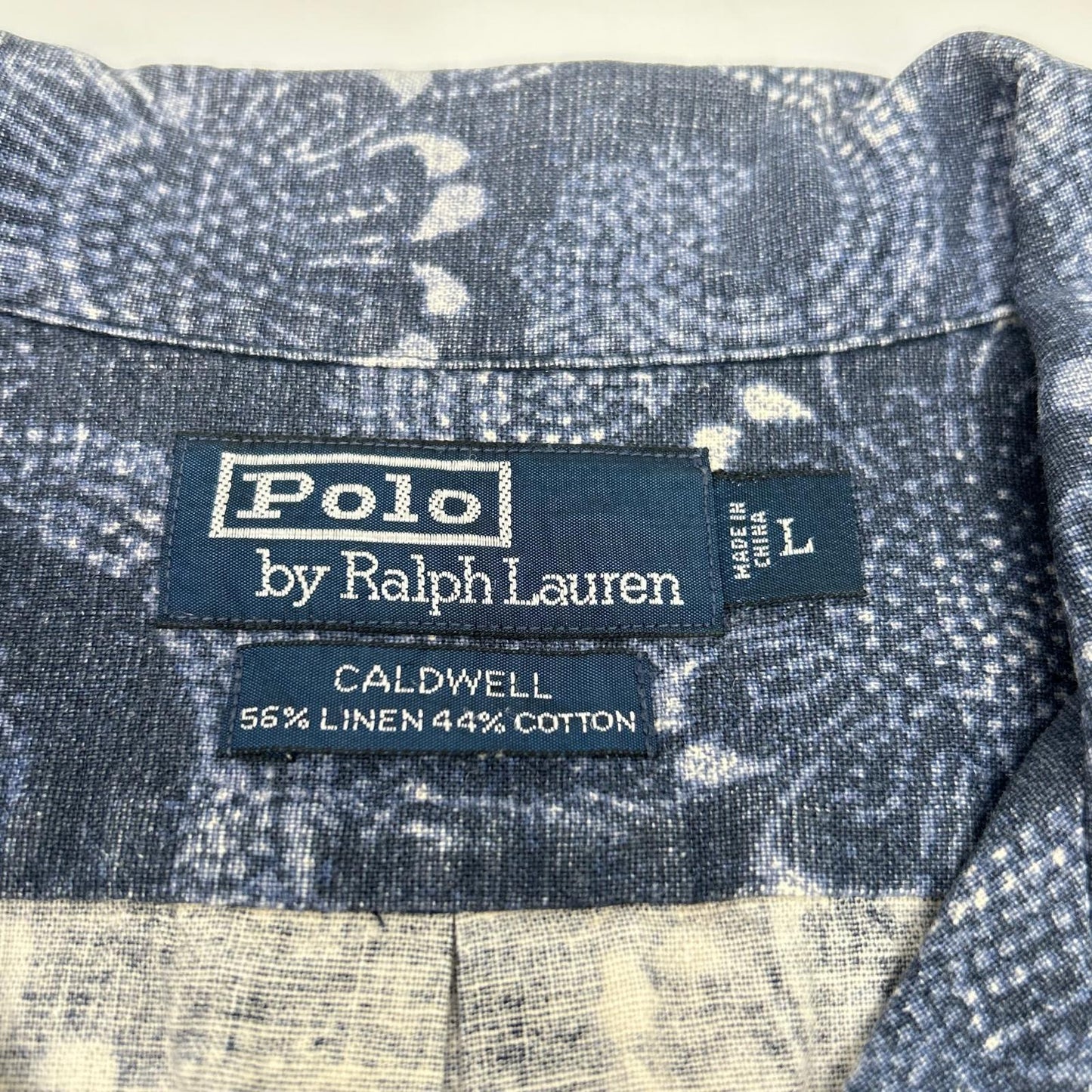 POLObyRalphLauren Blue Linen Cotton Sunflower Shirt Polo Size L