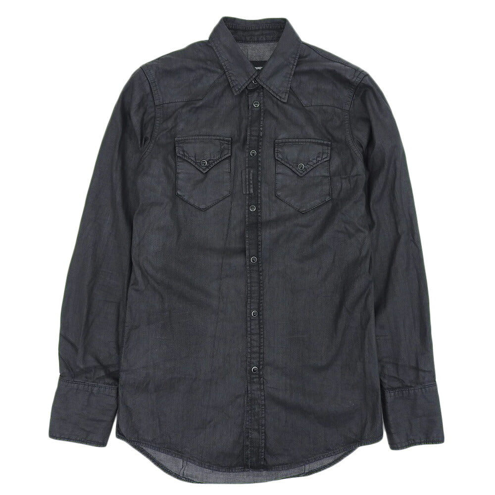 DSQUARED2 Black Cotton Coated Denim Shirt Jacket Size 42