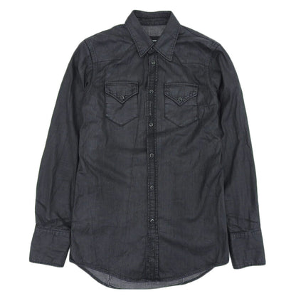 DSQUARED2 Black Cotton Coated Denim Shirt Jacket Size 42
