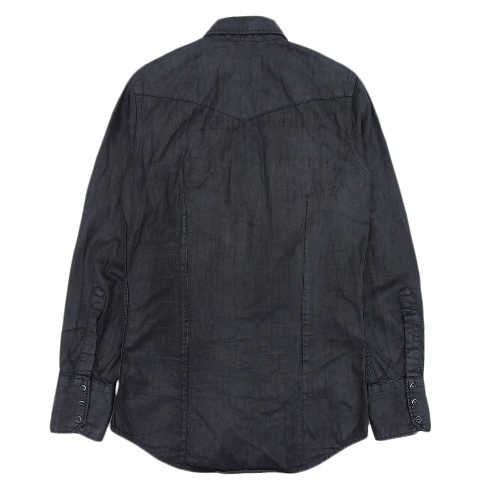 DSQUARED2 Black Cotton Coated Denim Shirt Jacket Size 42