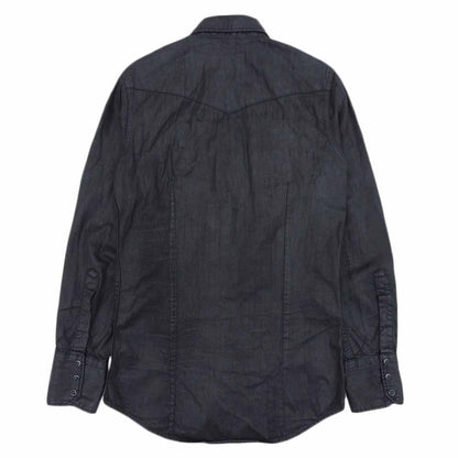 DSQUARED2 Black Cotton Coated Denim Shirt Jacket Size 42
