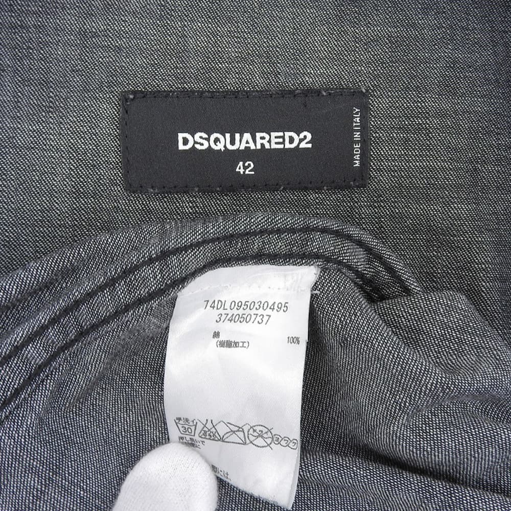 DSQUARED2 Black Cotton Coated Denim Shirt Jacket Size 42