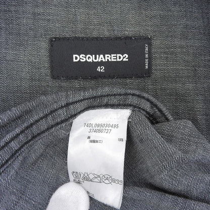 DSQUARED2 Black Cotton Coated Denim Shirt Jacket Size 42