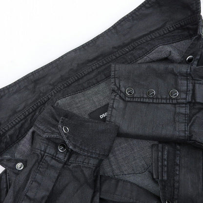DSQUARED2 Black Cotton Coated Denim Shirt Jacket Size 42