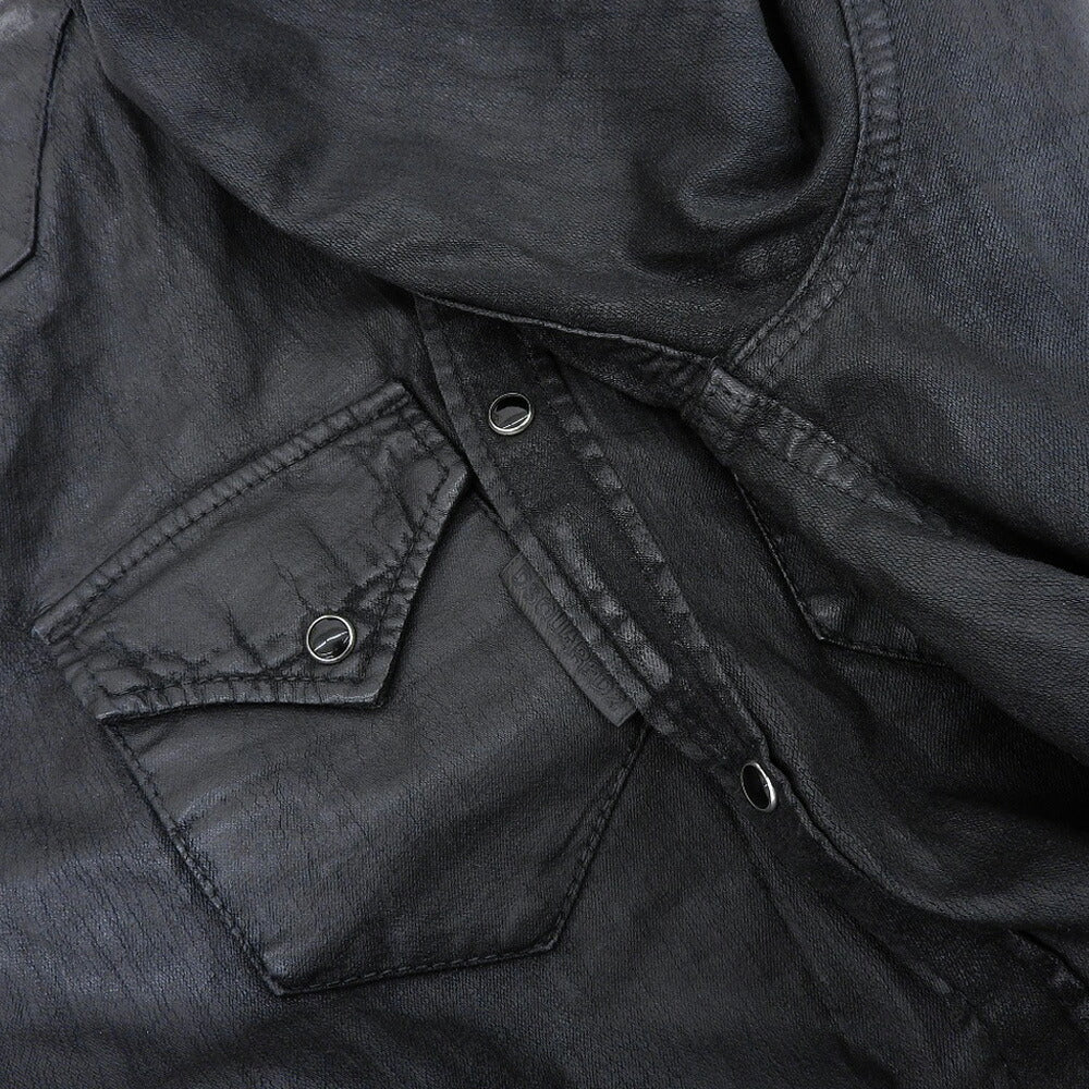 DSQUARED2 Black Cotton Coated Denim Shirt Jacket Size 42