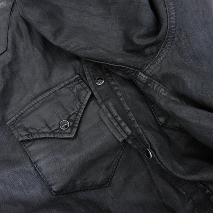DSQUARED2 Black Cotton Coated Denim Shirt Jacket Size 42