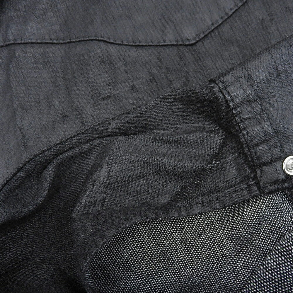 DSQUARED2 Black Cotton Coated Denim Shirt Jacket Size 42