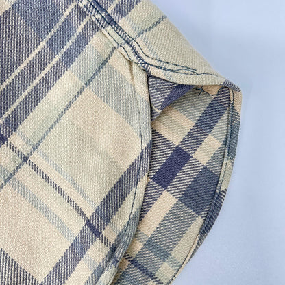 RRL Beige Cotton Plaid Flannel Shirt Size 3
