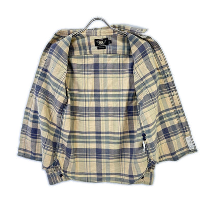 RRL Beige Cotton Plaid Flannel Shirt Size 3