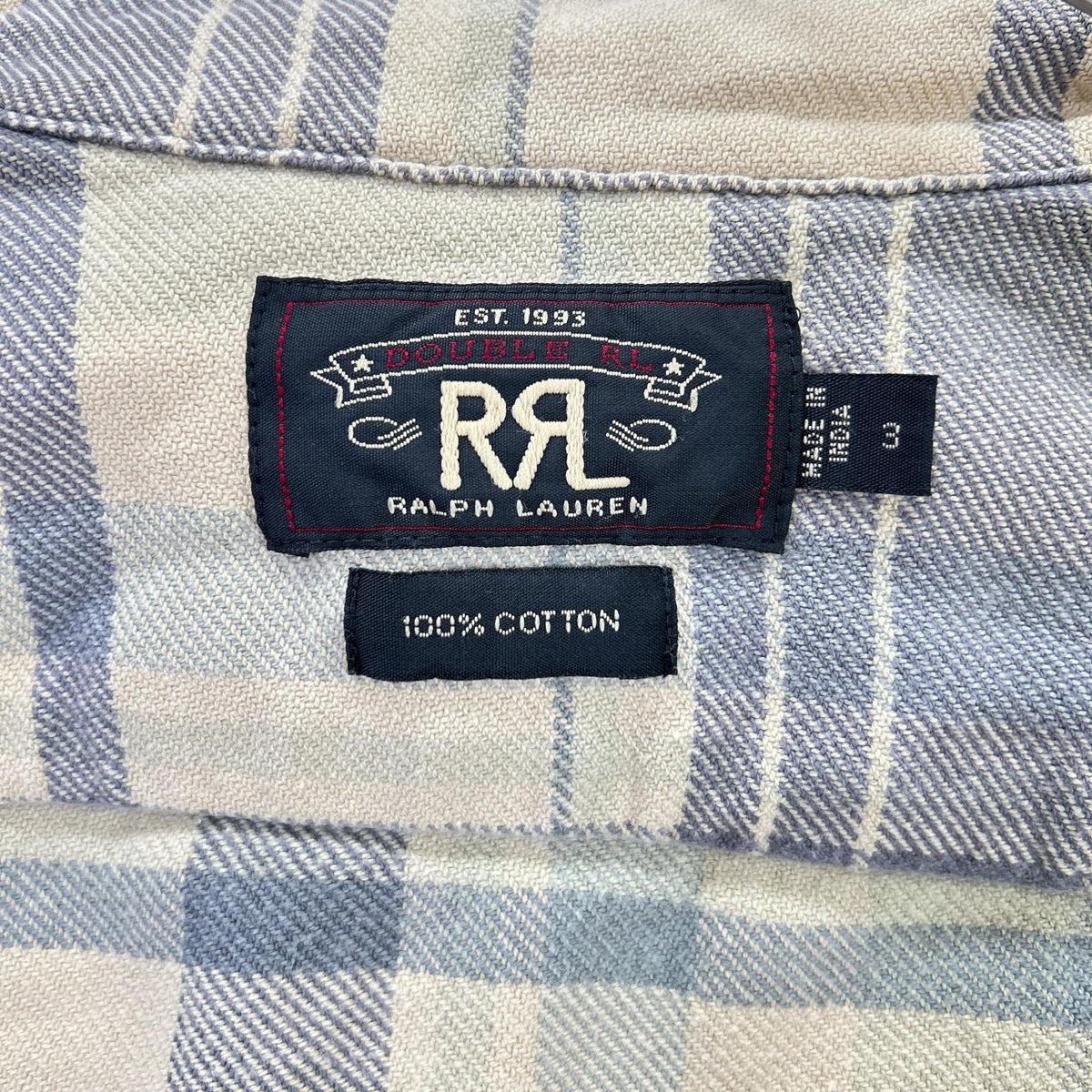 RRL Beige Cotton Plaid Flannel Shirt Size 3