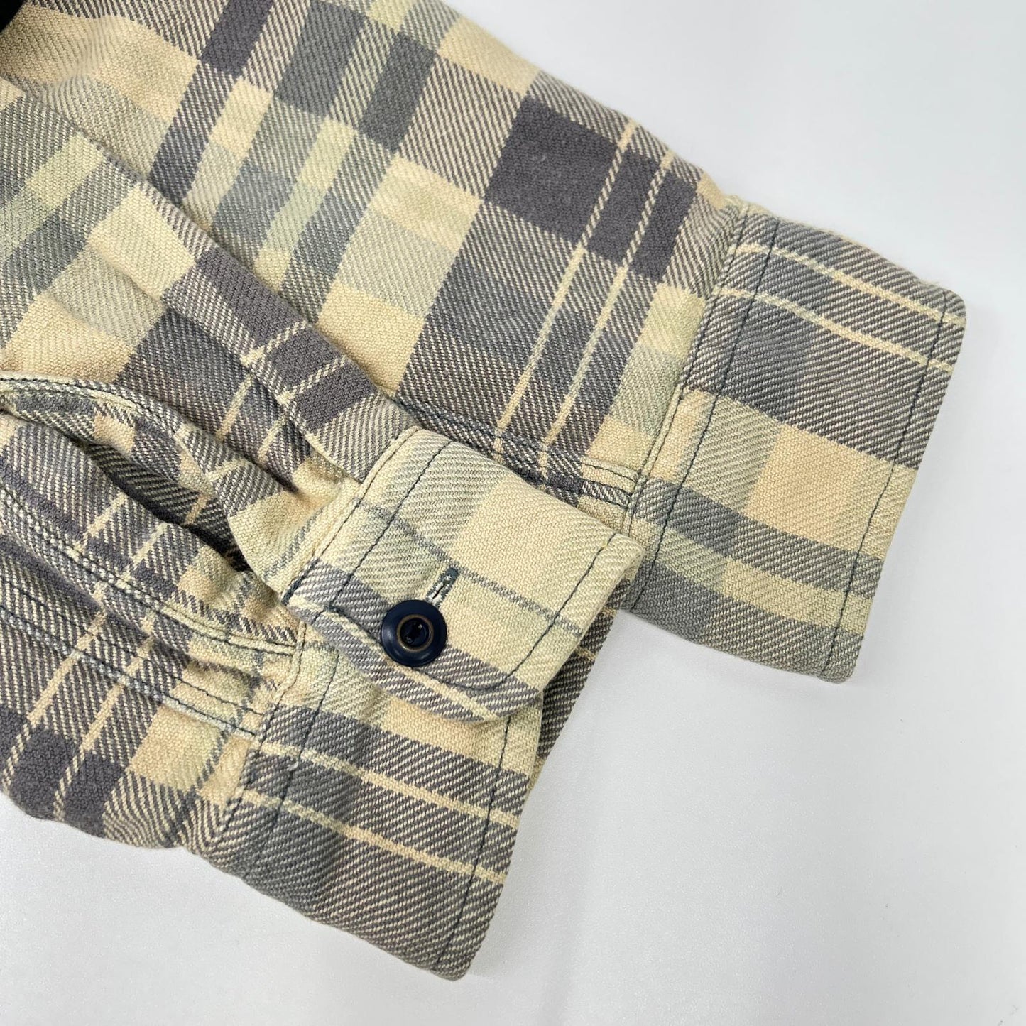 RRL Beige Cotton Plaid Flannel Shirt Size 3