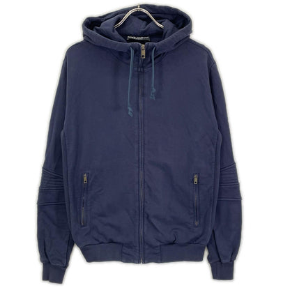 DOLCE&GABBANA Navy Cotton Zip-up Hoodie Size 44