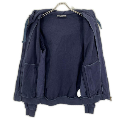 DOLCE&GABBANA Navy Cotton Zip-up Hoodie Size 44