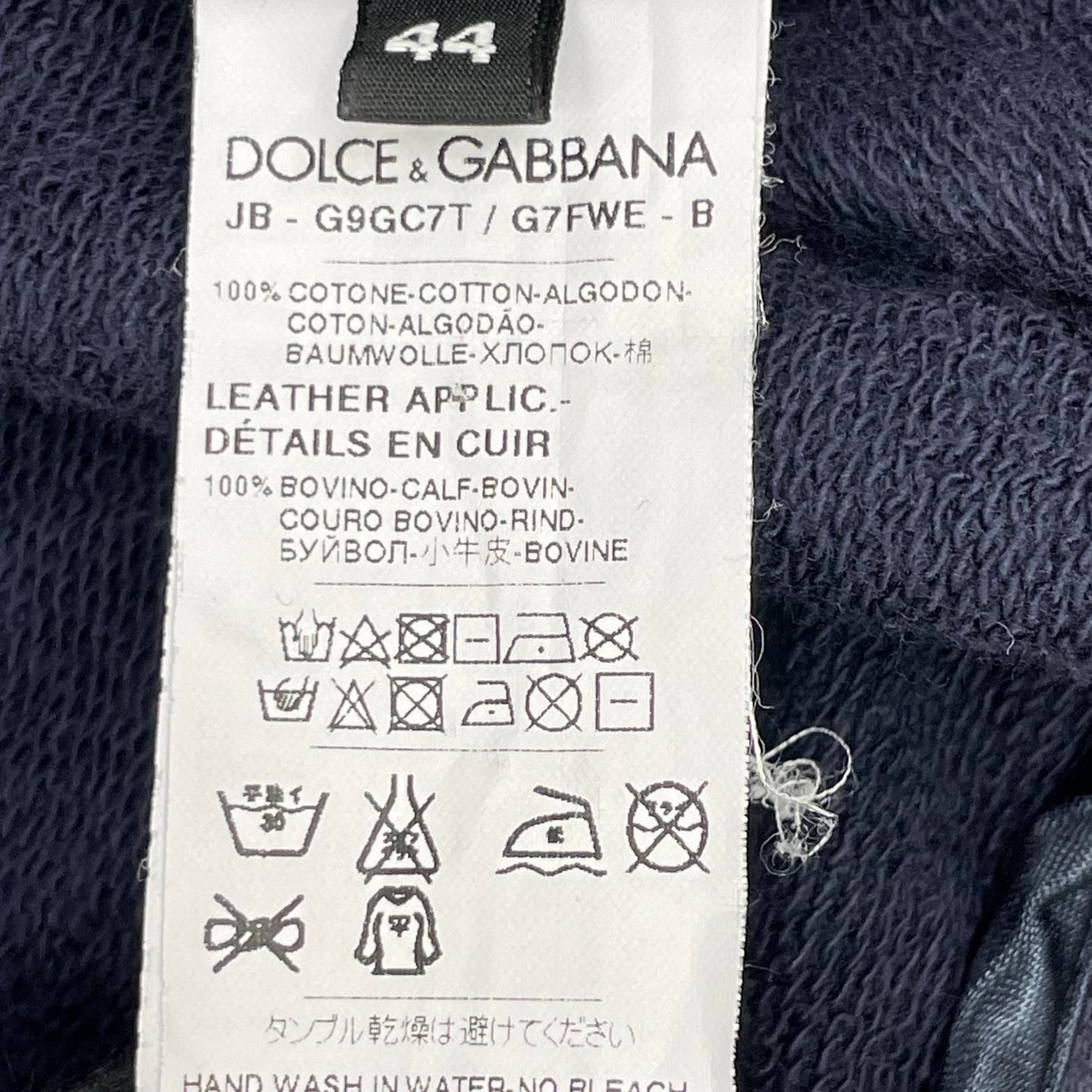 DOLCE&GABBANA Navy Cotton Zip-up Hoodie Size 44