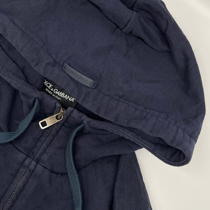 DOLCE&GABBANA Navy Cotton Zip-up Hoodie Size 44