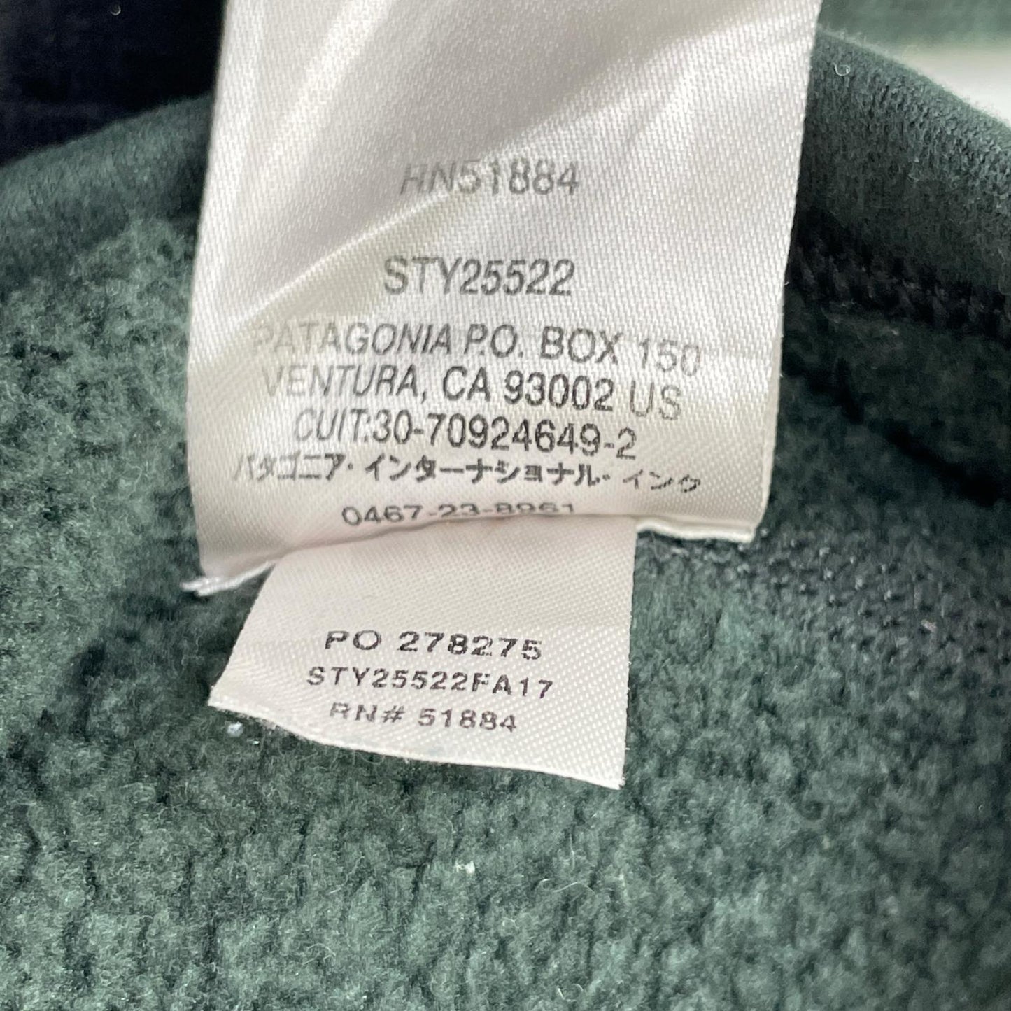 Patagonia 17AW Moss Green Better Half-Zip Pullover Size XL