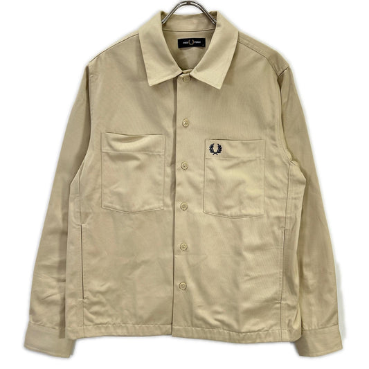 FRED PERRY M2400 Beige Cotton Twill Overshirt Shirt Size M