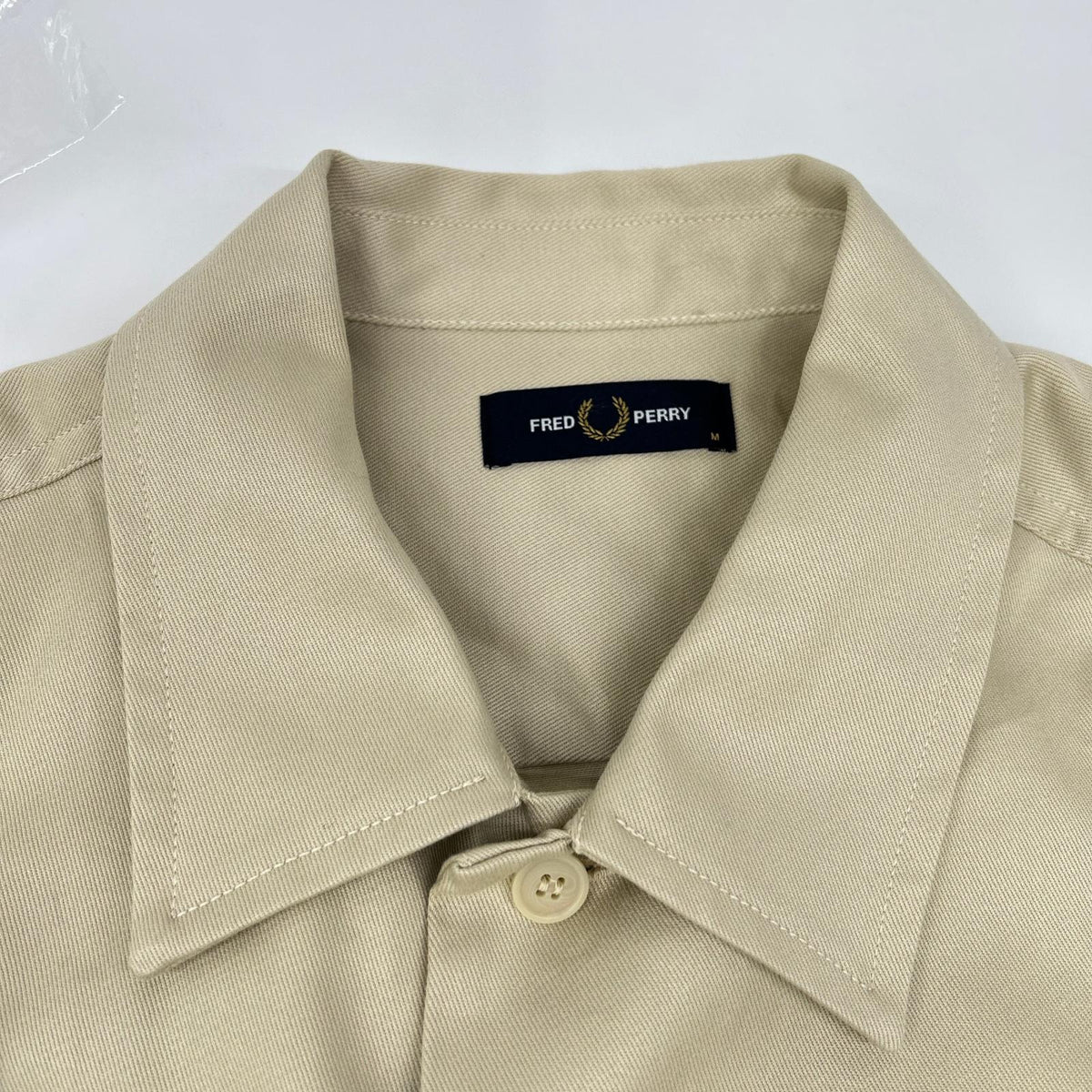 FRED PERRY M2400 Beige Cotton Twill Overshirt Shirt Size M