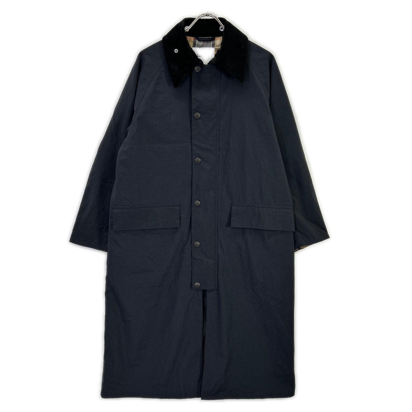 Barbour Black Nylon Burghley Long Coat Size 34