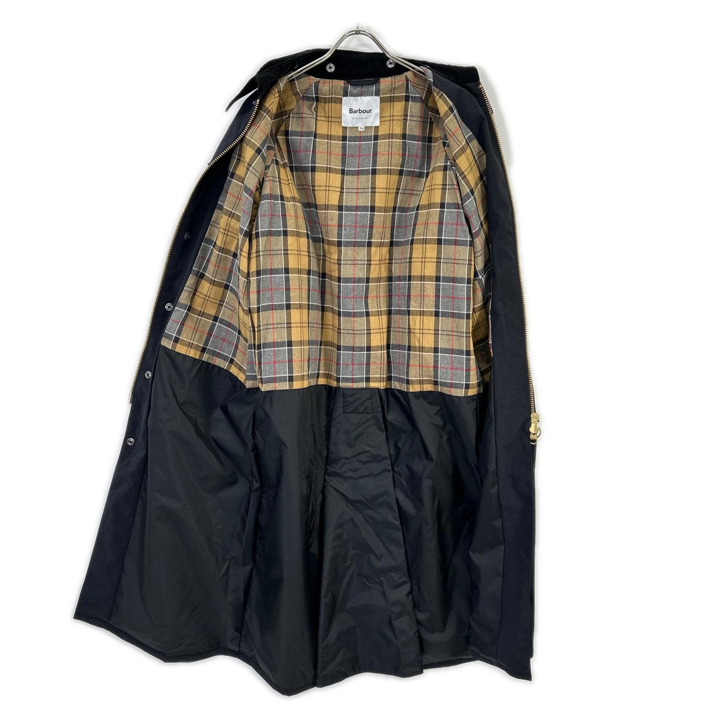 Barbour Black Nylon Burghley Long Coat Size 34