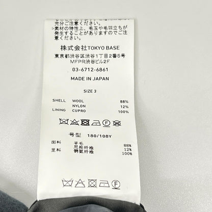 UNITED TOKYO Water Repellent Super 140S Chester Coat Size 3