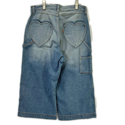 RICE NINE TEN Indigo Cropped Baggy Painter Pants Blue Size 2