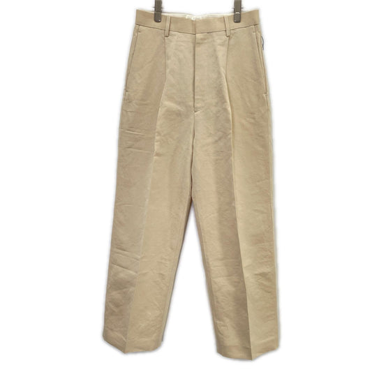 BISOWN 24SS Beige Cotton-Linen 1-Pleat Straight Pants Size 2