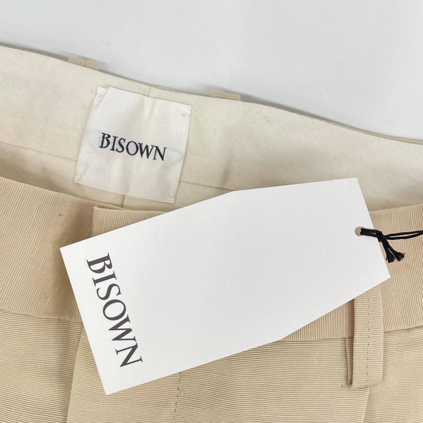 BISOWN 24SS Beige Cotton-Linen 1-Pleat Straight Pants Size 2