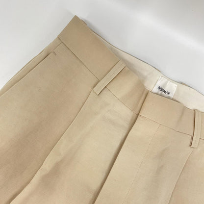 BISOWN 24SS Beige Cotton-Linen 1-Pleat Straight Pants Size 2