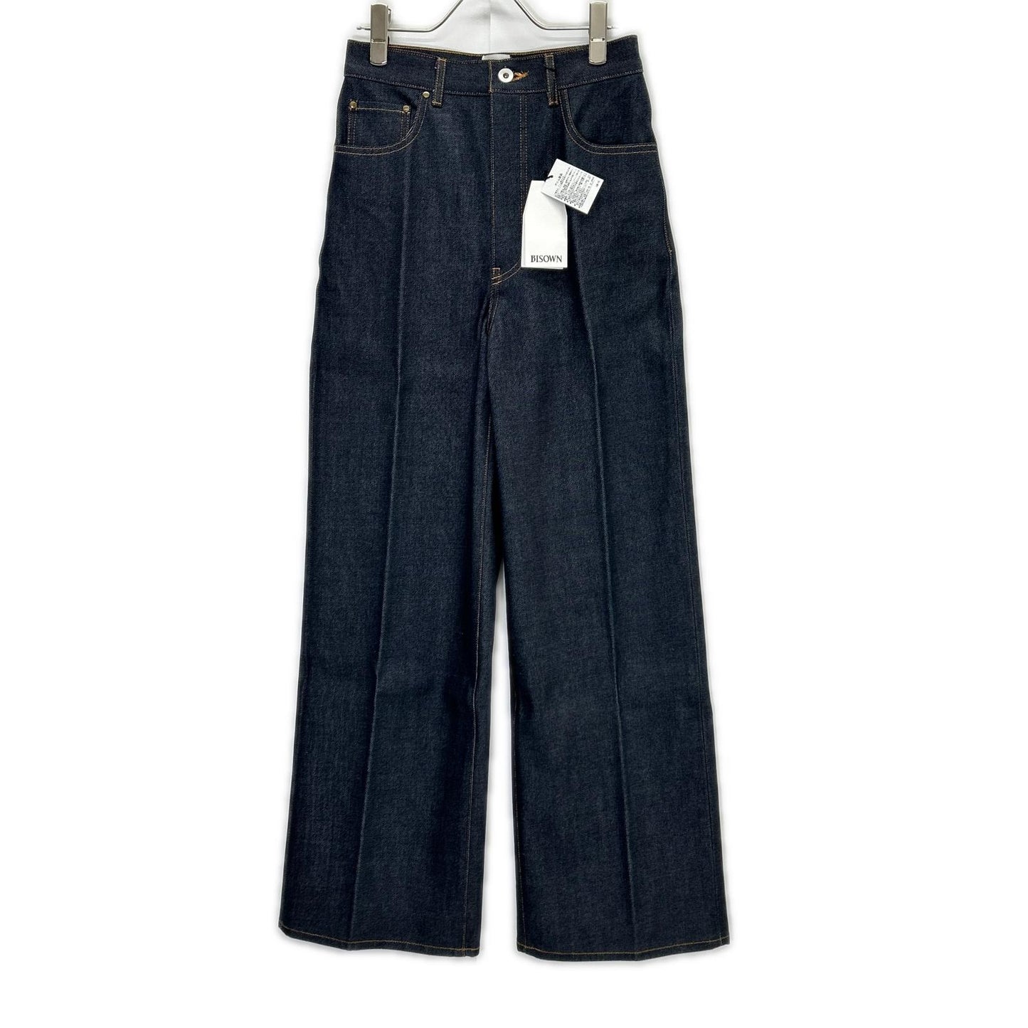 BISOWN 25AW Indigo Rigid Wide Center Press Jeans Size 2