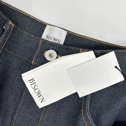 BISOWN 25AW Indigo Rigid Wide Center Press Jeans Size 2