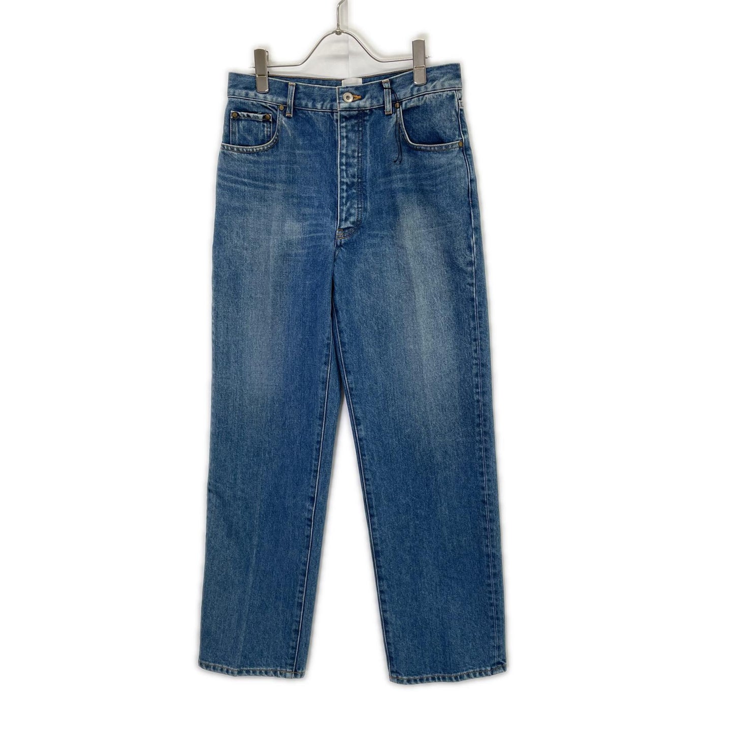 BISOWN 24AW Indigo Bleached Center Press Jeans Size 2