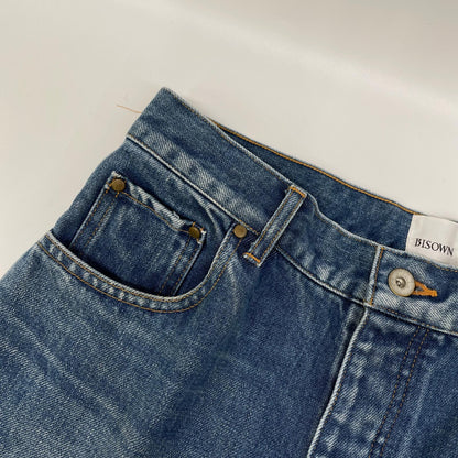 BISOWN 24AW Indigo Bleached Center Press Jeans Size 2