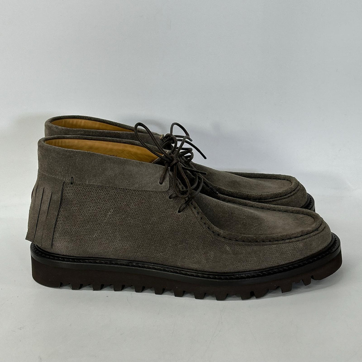 GIORGIOARMANI Suede Fringe Chukka Boots Gray Size 8