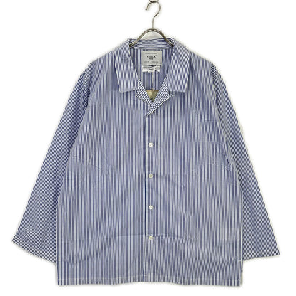 YAECA PARK Cotton Stripe Long Sleeve Shirt Blue Size L