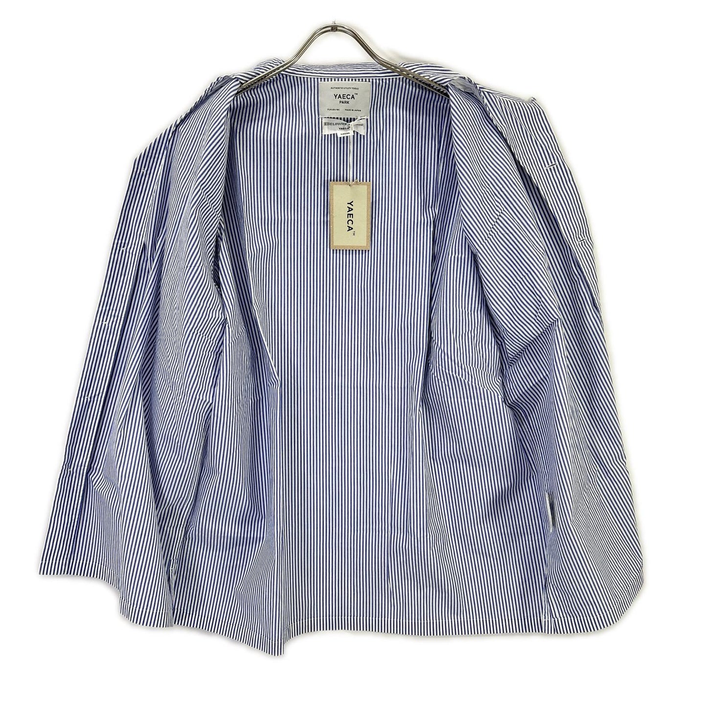 YAECA PARK Cotton Stripe Long Sleeve Shirt Blue Size L