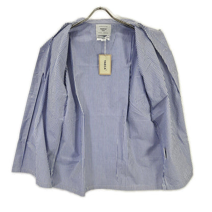 YAECA PARK Cotton Stripe Long Sleeve Shirt Blue Size L