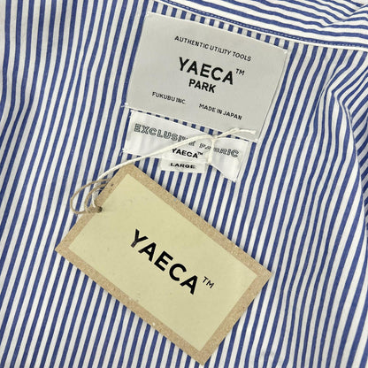 YAECA PARK Cotton Stripe Long Sleeve Shirt Blue Size L